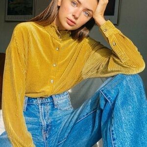 FRNCH Mustard Textured Blouse